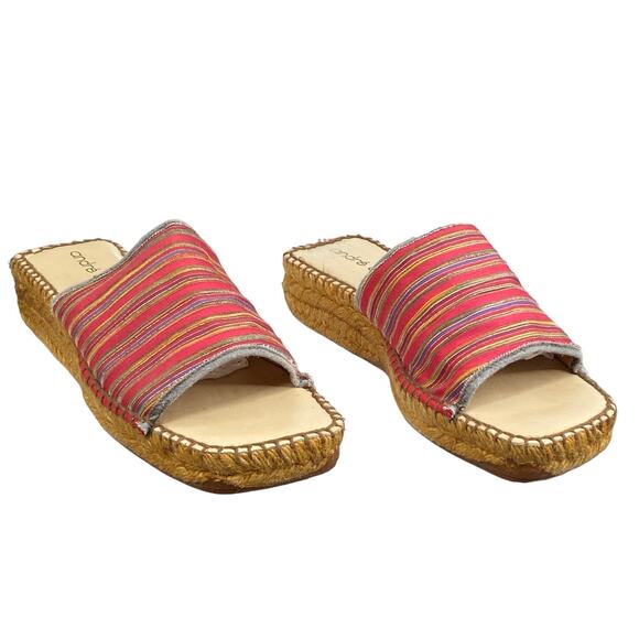Vintage 90's Andre Assous Red Striped Women's Espadrille Sandals Size US 6 - Picture 5 of 11